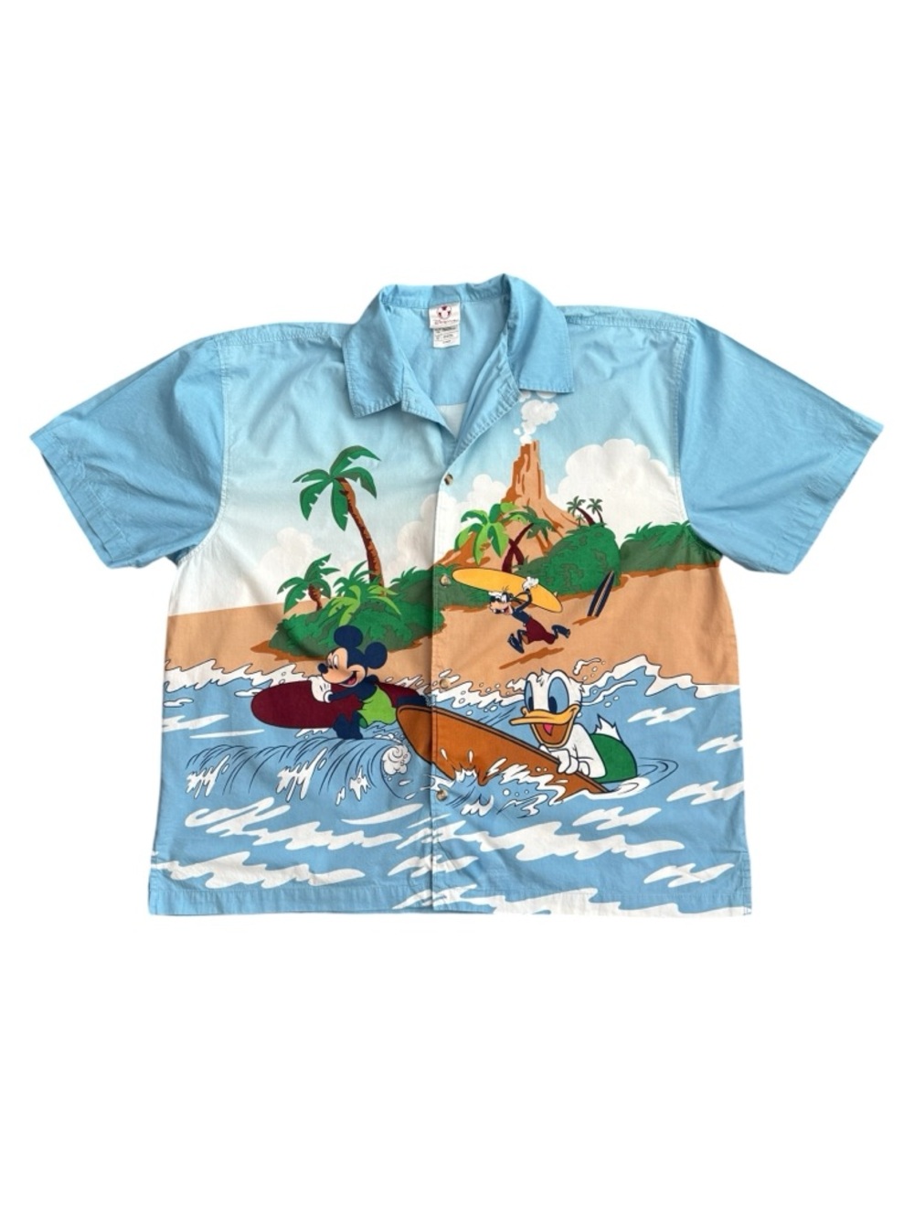 Vintage Disney Store button-up Hawaiian shirt Mickey Mouse Donald Duck and Goofy
